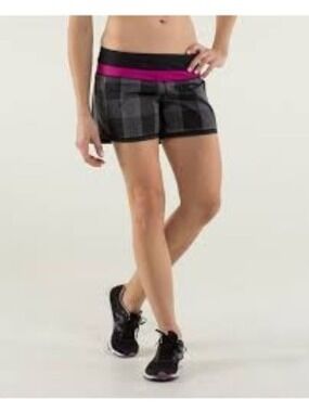 Lululemon Groovy Run Shorts Black Plaid Size 8